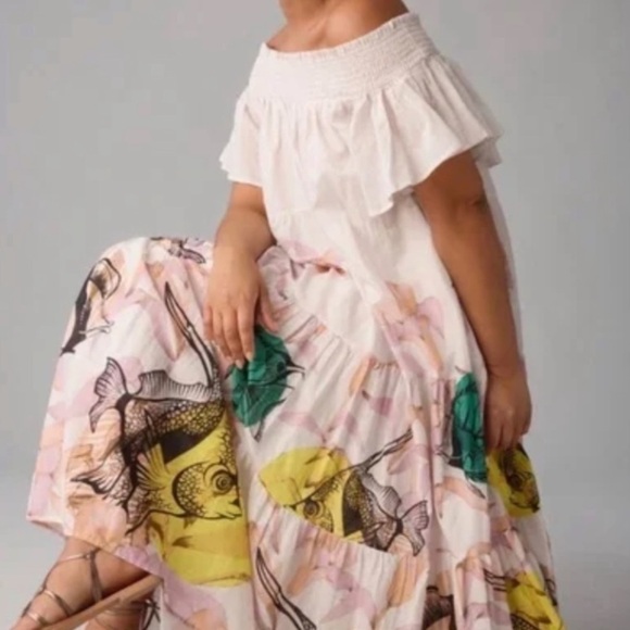 Anthropologie Pia Binazzi x Maeve Tiered Off Shoulder Maxi Dress - Picture 13 of 13